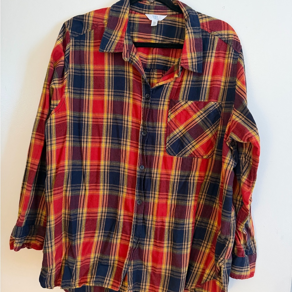 Time and Tru Multicolor Plaid Button Down Shirt
